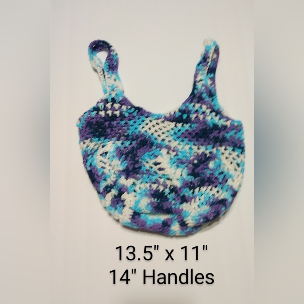 CROCHETED PINEAPPLE STITCH  TOTE BAG (unlined) 
(100%  cotton)